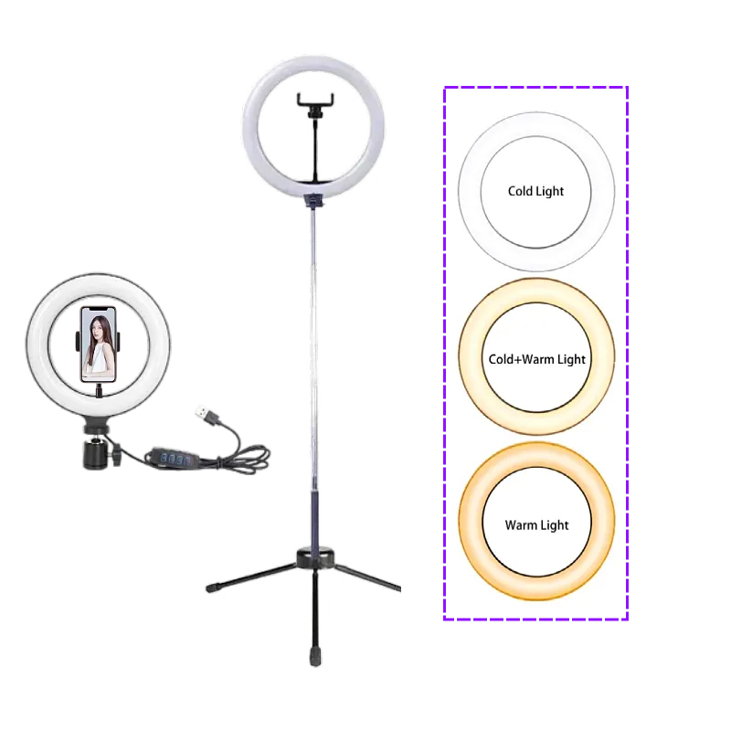 10" 26cm LED Selfie Ring Light 6inch 16cm Fill Light Photography Video Light With Phone Tablet Stand Tripod Dimmable Lamp Streaming For Cell Phon