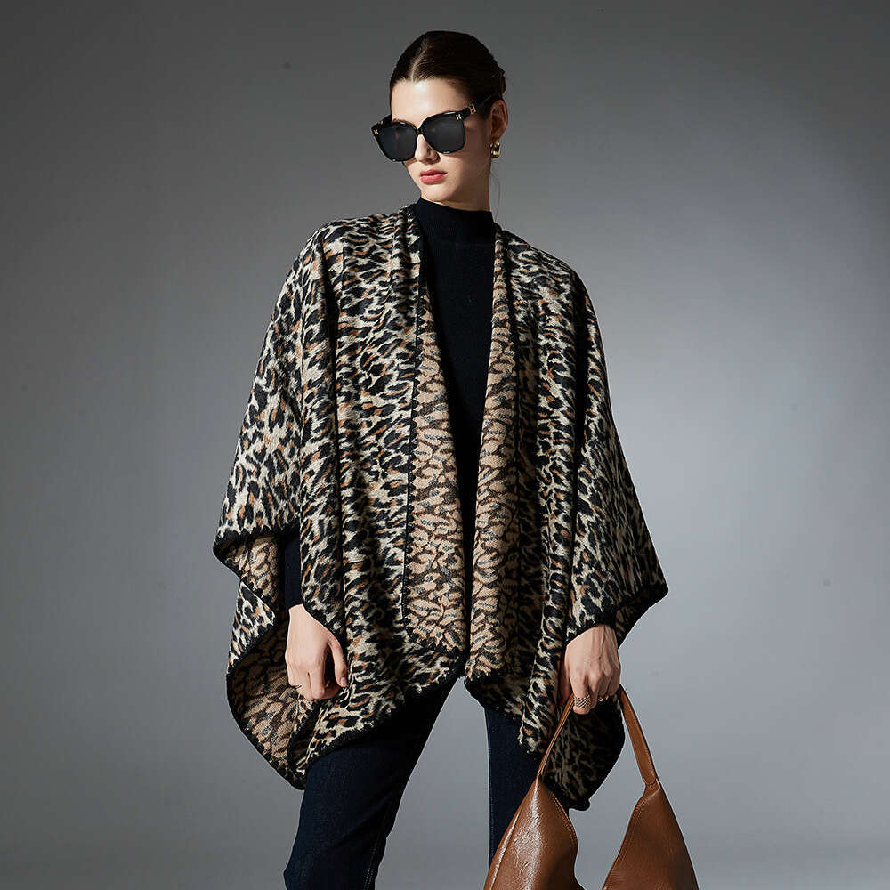 Women's with High-End Feel, Mid-High End, New Leopard Print Cross Shawl for Spring, Autumn, and Winter