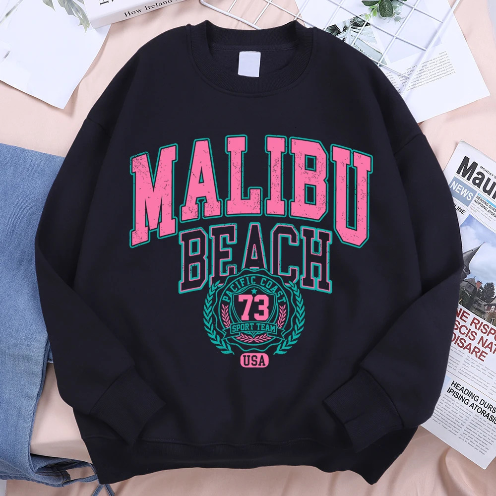 Malibu Beach Usa 73 Hoodie Men Women Loose Sweatshirt Creativity ONeck Hoodies Street Fashion Oversize Hoody Couple Sportswear 250729