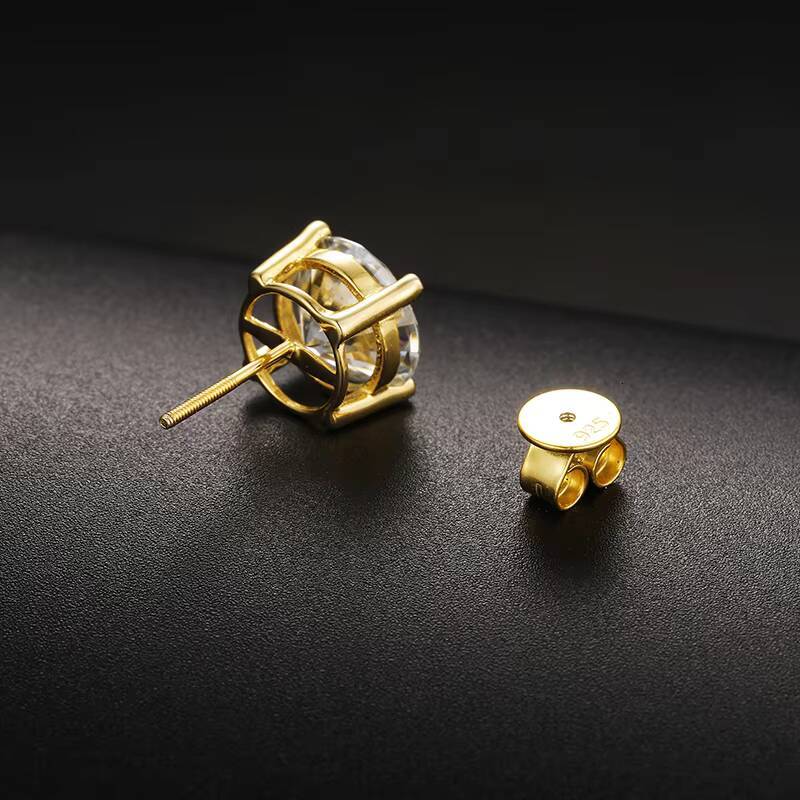 Online Store Hot Sale USA Warehouse 925 Sterling Silver VVS Moissanite Diamond Classic Screw Back Stud Earrings