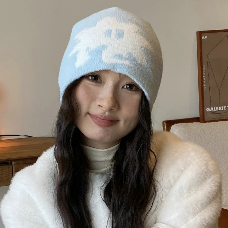 Women Hat Beanie Knitting Letter Graphic Winter Hip Hop Harajuku Y2k Streetwear Black Aesthetic Korean Fashion Pullover Unisex 250730