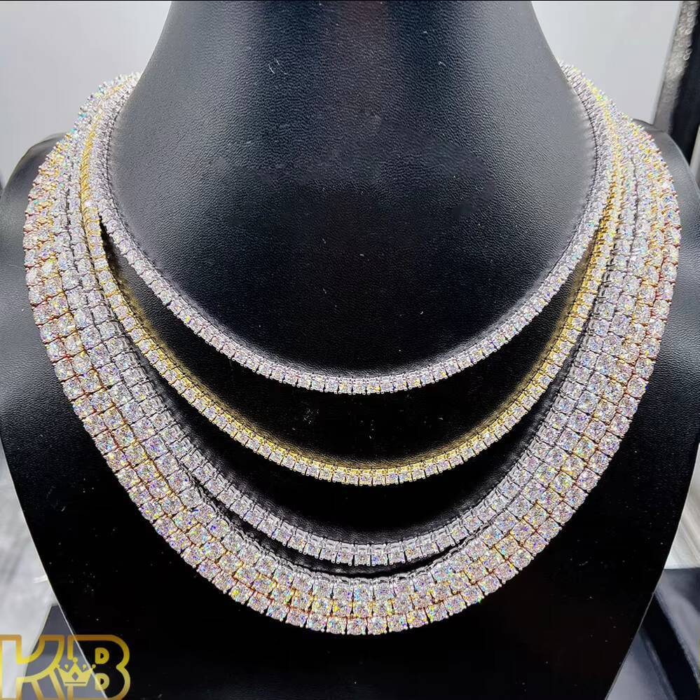 925 Sterling Silver Tennis Chain Men Hip Hop Jewelry Moissanite VVS Diamond Necklace Iced Out Unisex Gift