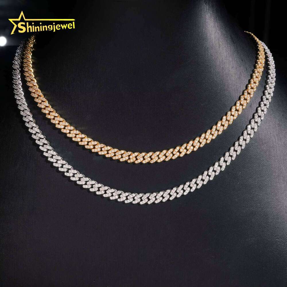 RTS 6Mm 1 Row Stone Pure Sier Hip Hop Jewelry Mens Necklace Bracelet Iced Moissanite Cuban Chain