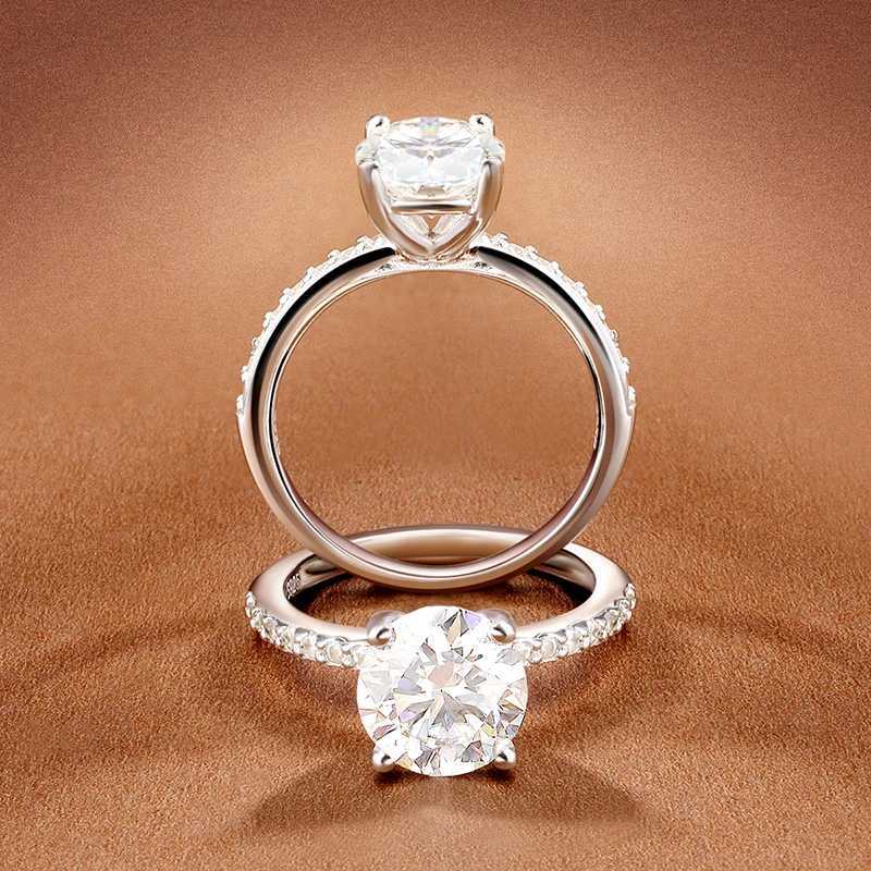 18K White Gold Plated s925 Sterling Silver Round Moissanite Ring 1-3ct with GRA Diamond Wedding Rings for Women y250730