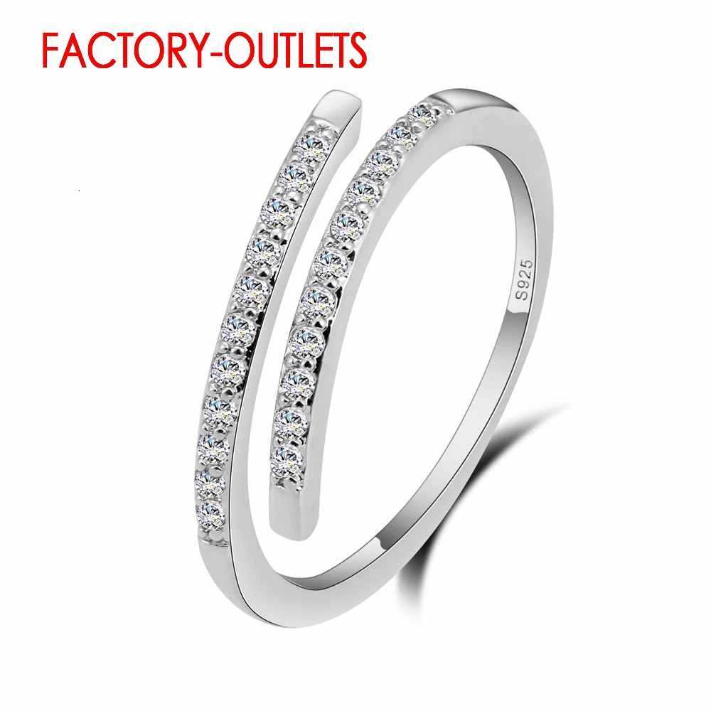 Genuine 925 Sterling Silver Resizable Ring Classic Fashion Jewelry Cubic Zirconia Pave Setting Women Girls Party Anniversary y250730