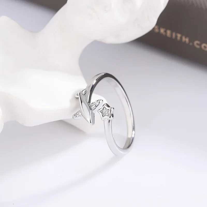 Zircon Airplane Adjustable Open Finger Rings for Women Korean Charm Fashion Jewelry Wedding Gift y250730