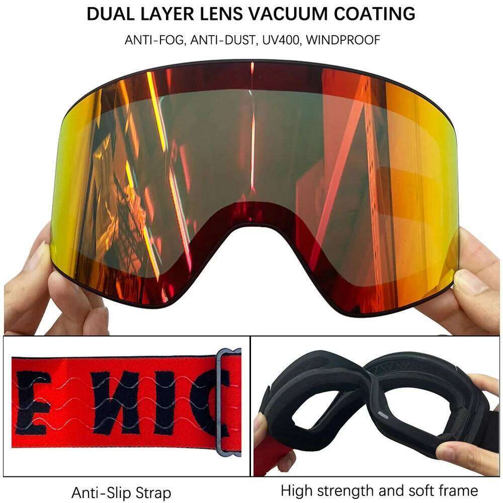 Uv400 Magnetic Double Layer Polarized Lens Skiing Anti-Fog Snowboard Goggles For Men Women Ski Glasses Eyewear Set