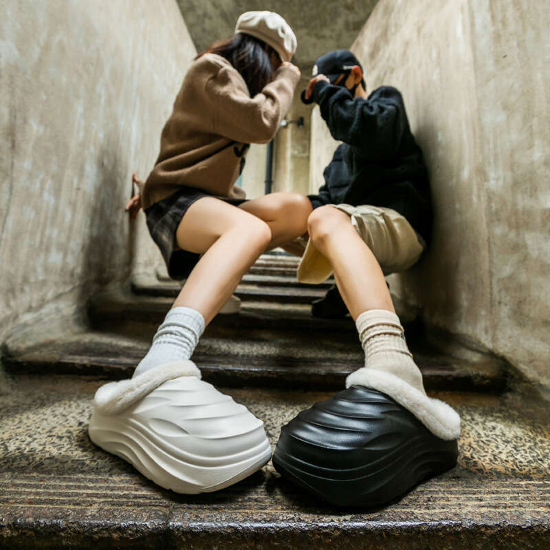 Cocoon Couple Cotton Casual Non-Slip Thick Sole Home Thickened Warm Outdoor 2024 Plush Slippers