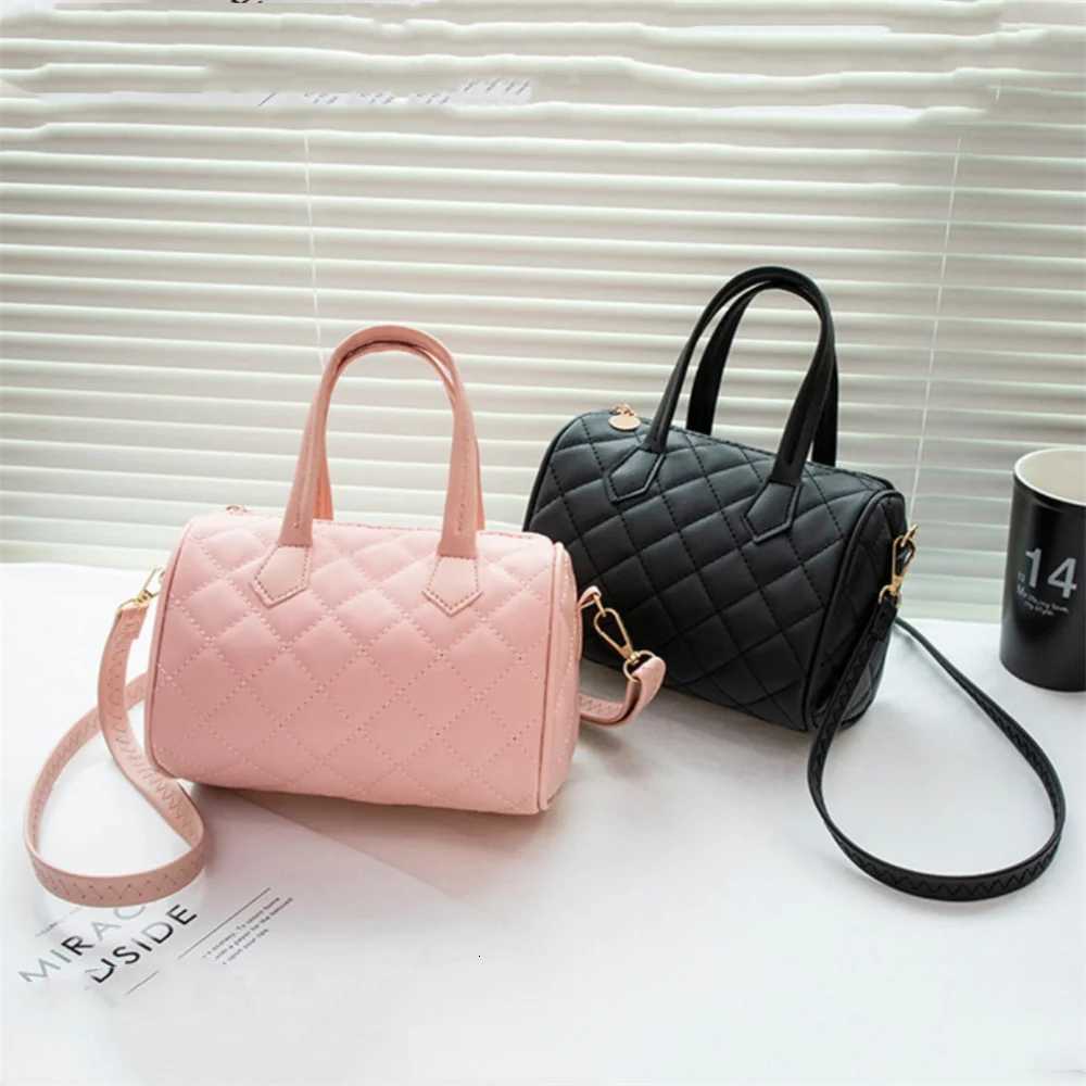 Fashion Casual Womens Bag Printing Cross Shoulder Pillow Bag Lingge Embroidered Handbag PU Leather Female Shopper Bag Y250730