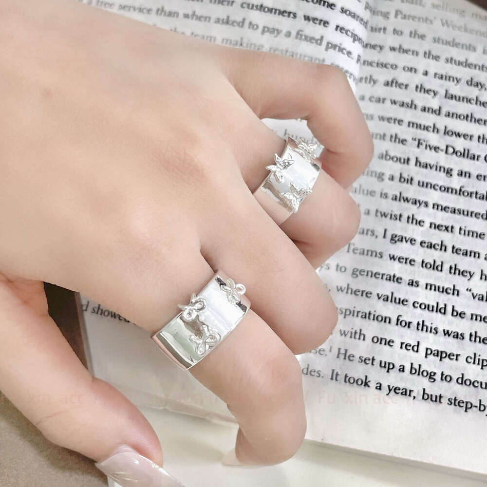 Butterfly Knot Open Ring Set Minimalist Style Couple Fashionable Personality Simple Rings for Women 7d1