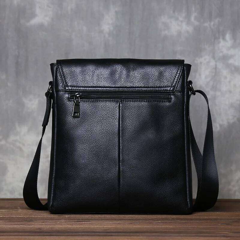 Men's Genuine Leather Shoulder Simple Vertical Design Top Layer Cowhide Crossbody Fashionable Mailman Bag