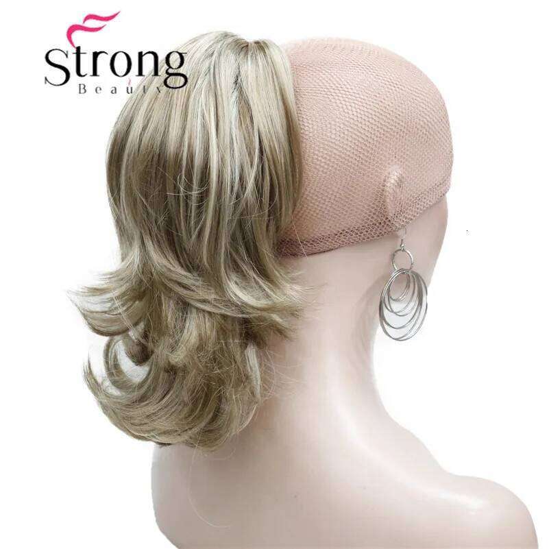 StrongBeauty 12" Dual Use Wavy Styled in Claw Ponytail Hair Extension Blonde Synthetic Hairpiece with a Jaw/claw Clip
