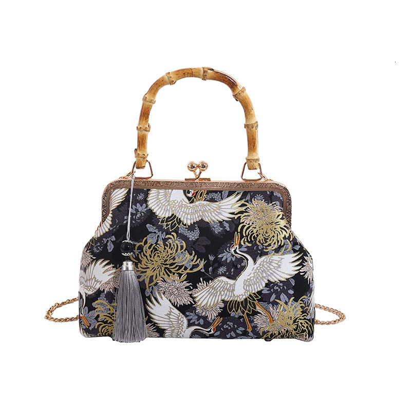 2024 New Chinese Style Embroidered Cheongsam High-end Bamboo Knot Handbag Chain Versatile Shoulder Crossbody Bag ddmymoon