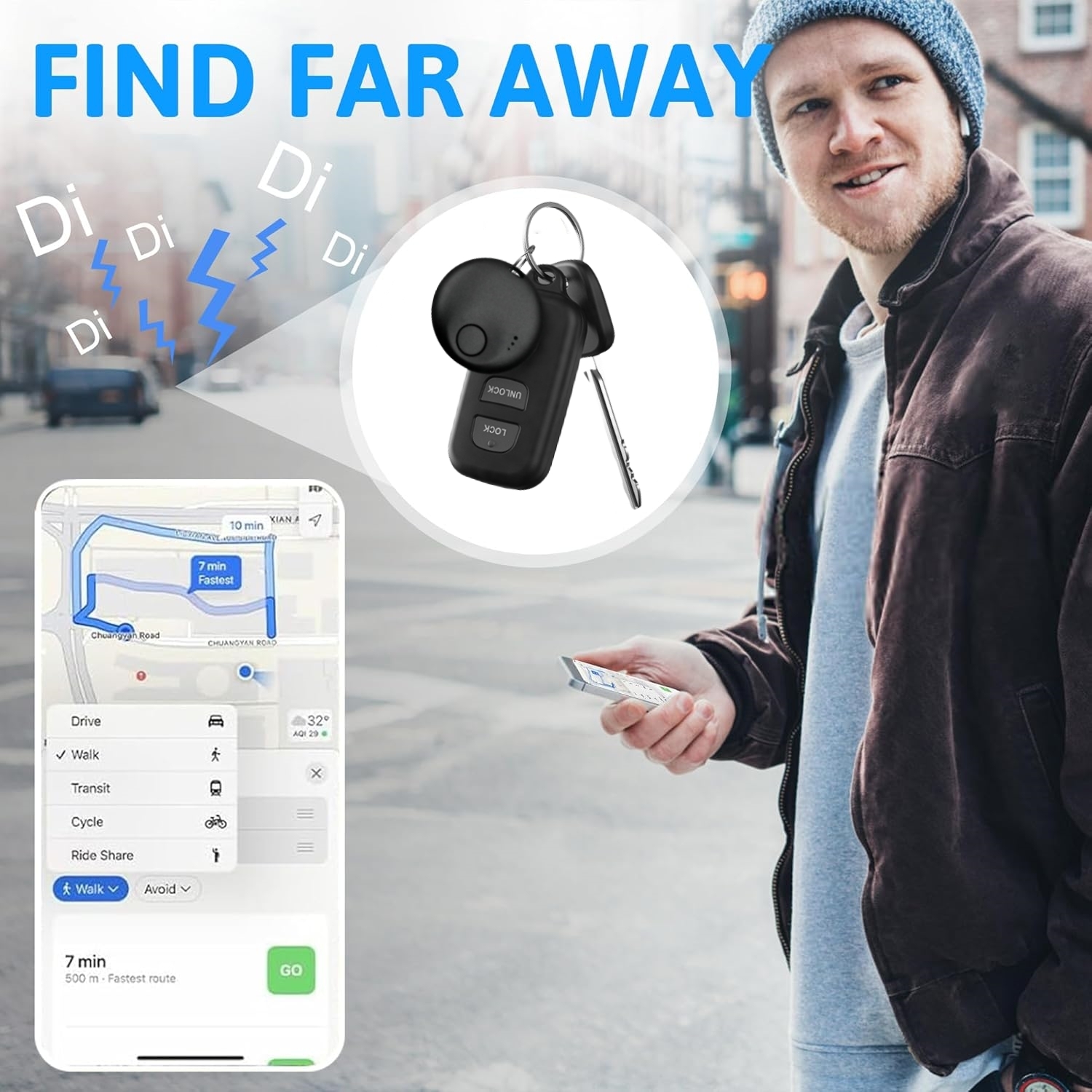 Smart GPS Tracker, Only for Android Phone(Google Find My Device), No Monthly Fee, Real-time Accurate Locator, for Car/Pets/Children/Elderly/Valuables 