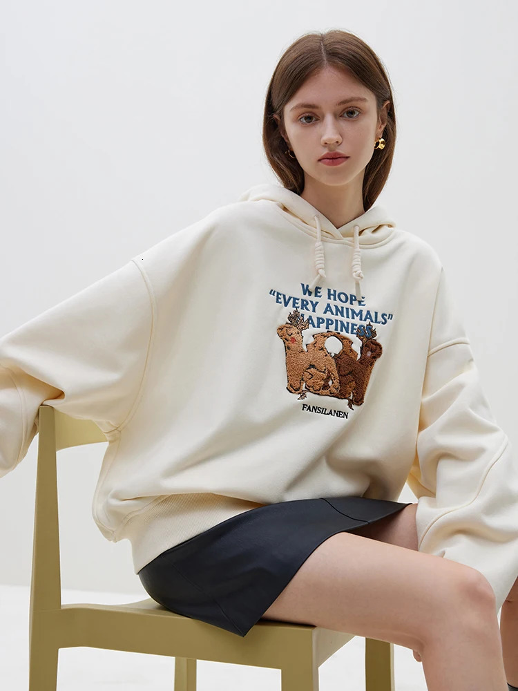 FSLE Allmatch Thickened Hooded Sweatshirt for Women Winter ly Threedimensional Toothbrush ed Pullover Female 250731