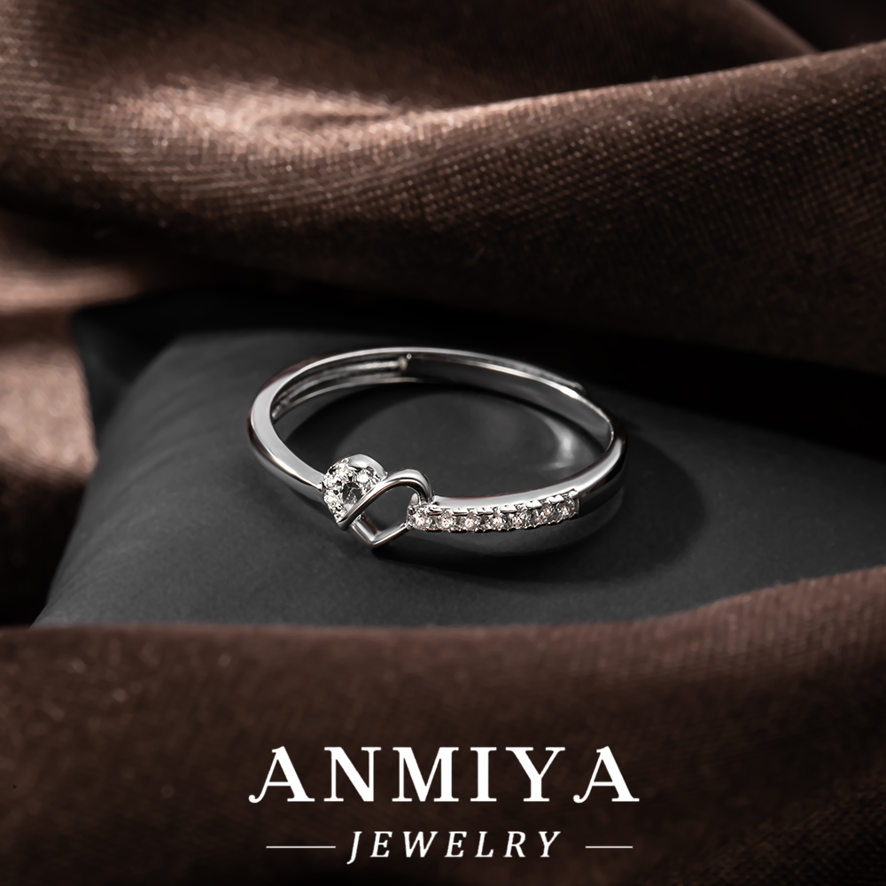 Tender Vintage Link 925 Sterling Silver Ring Romantic Heart Shape Jewelry for Women Valentine's Day Gift