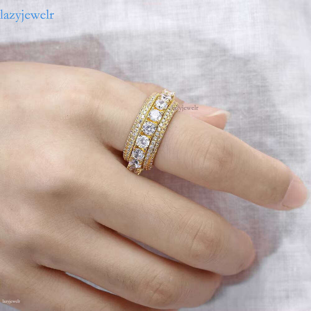 Cuban Fashion Silver Moissanite Wedding Ring Men's Hip Hop Boutique Jewelry