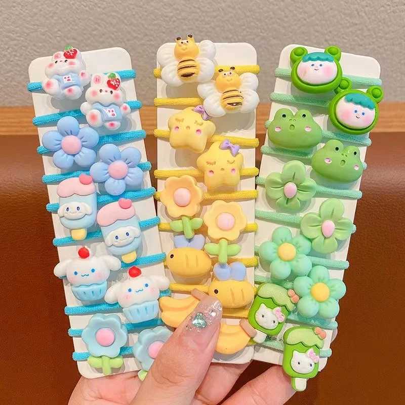 10 Piece Set 2024 New Small Thumb Ring Baby No Harm Hair Ring Childrens Cute Rubber Band Girls Headdress R250730