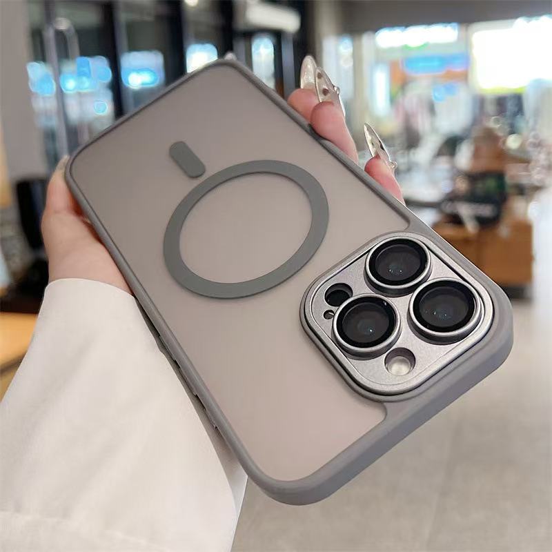 Strong Magnetic Transparent Acrylic Hard Phone Case Camera Protector Metal Keys Slim Shield for iPhone 16 15 14 13 12 11 Pro Max