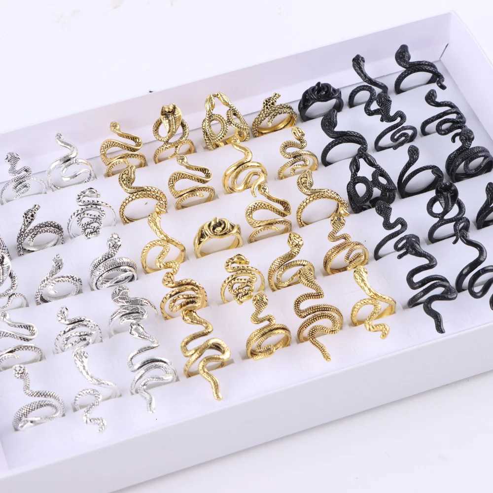 10Pcs/Lot New Fashion Punk Animal Snake Opening Rings For Men Women Gothic Mixed Style Jewelry Party Gifts y250730