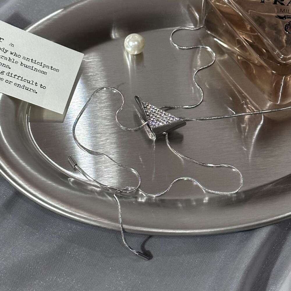 FUXIN New Inverted Triangle Full Dia Fashion Necklace Niche Simple High-end Feel Pull-out Long Clavicle Chain 462