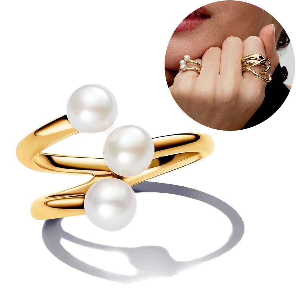 925 Sterling Silver Fashion Organically Shaped Stacking Rings Heart Two-tone Entwined Bands Ring Hot Selling Gift Jewelry y250730