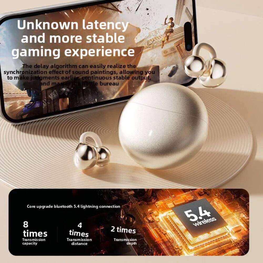 Clip on Earbuds HiFi Open Wireless Bluetooth 5.4 Headphones with Mic,50H Play,Noise Cancelling,Comfortable Sports Ear Buds,