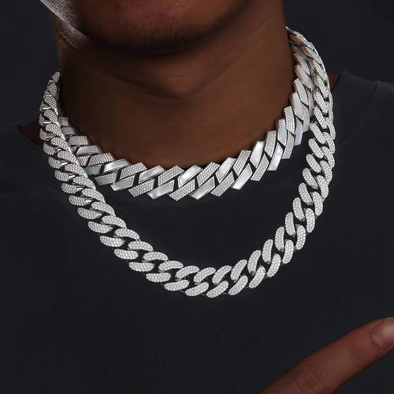 100% Pass Diamond Tester 15mm Moissanite Iced Out Cuban Link Chain Luxury 925 Sterling Silver Lab Grown Gemstone Neck Chain