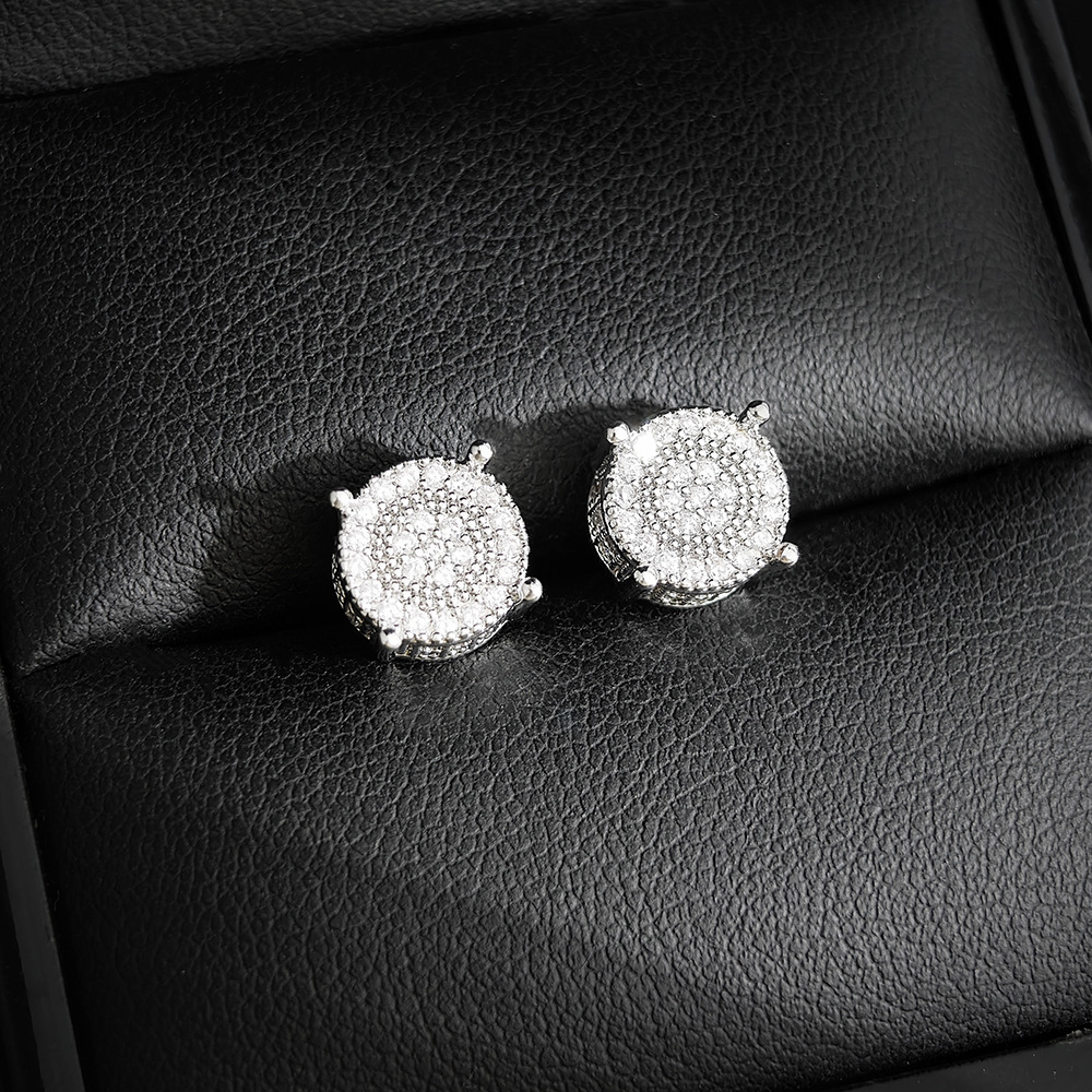 Minimalist Style Jewelry Round Inlaid Synthetic Zircon for Women Versatile Earrings e6097