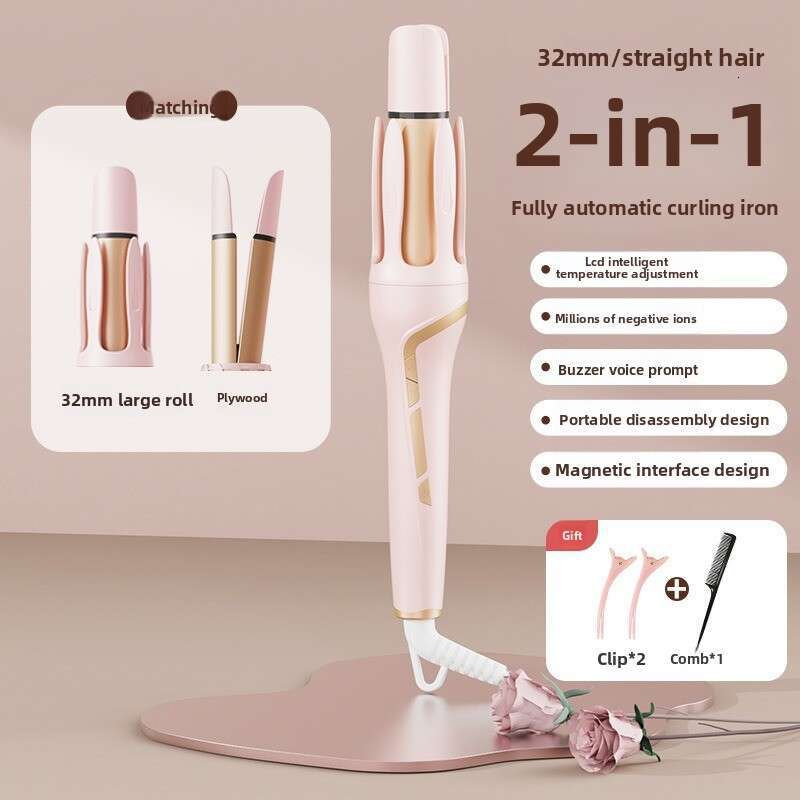 2-In-1 Automatic Curling Iron Big Waves Electric Curler Negative Ion Hair Straightener