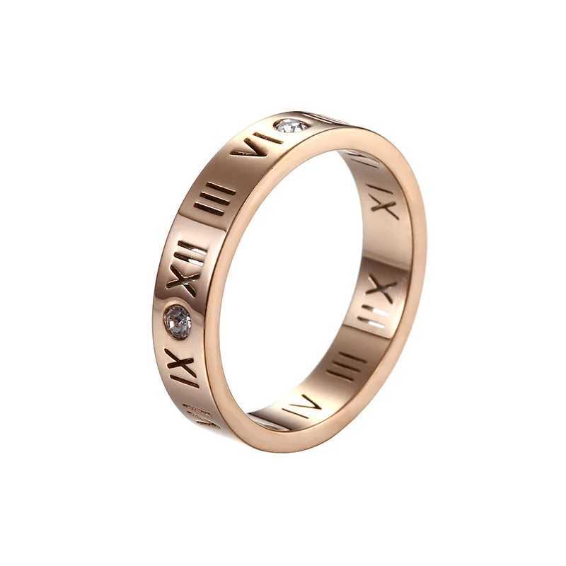 One Crystal Rings Fashion Jewelry Hollow Roman Numerals Stainless Steel Personalized Simplicity Accessories Women Rings y250730