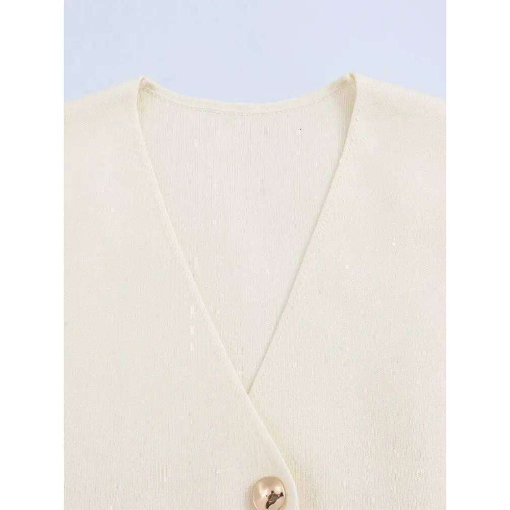 Designer Clothing 2025 2024 Autumn Knitted Women Cardigan Jacket Short Sleeves Single Breasted V Neck Sweater Y2k Crop Top Coat