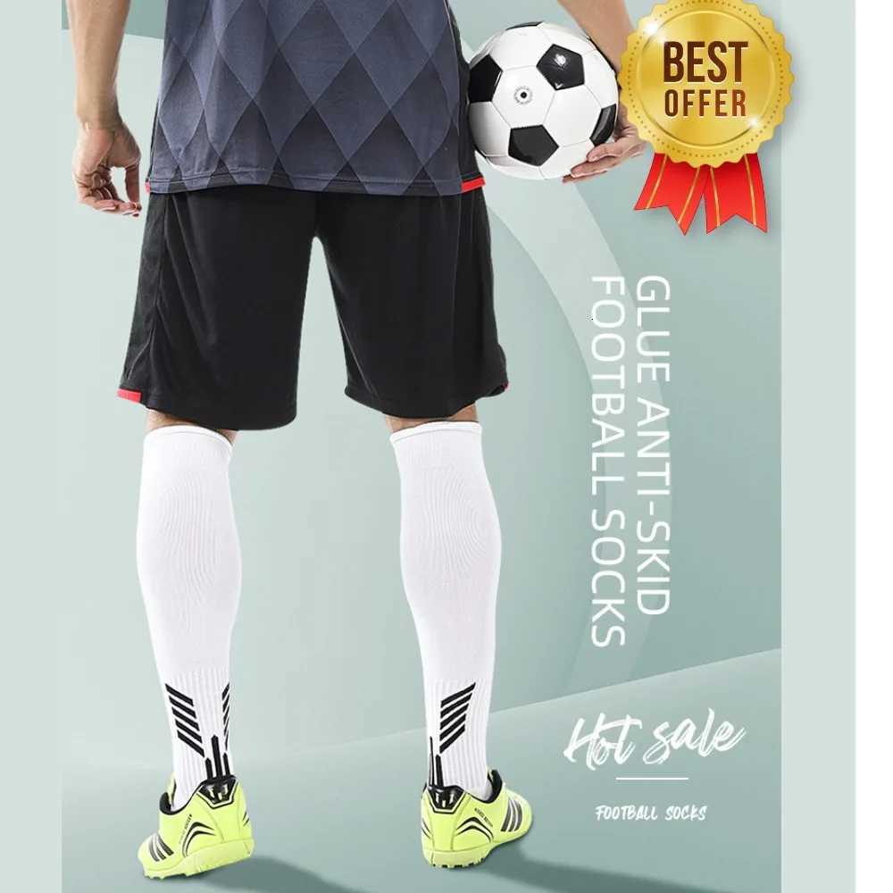 Anti-Slip Football Socks Cut Black Long Length Adhesive Towel High Leg Grip Soccer Stockings Sports for Men and Children Z250731