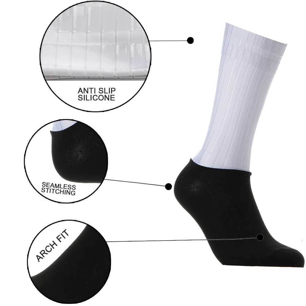 2024 Cycling Anti-Slip Whiteline Silicone Summer Aero Socks Men Bicycle Sport Running Bike Socks Cycling Socks Z250731