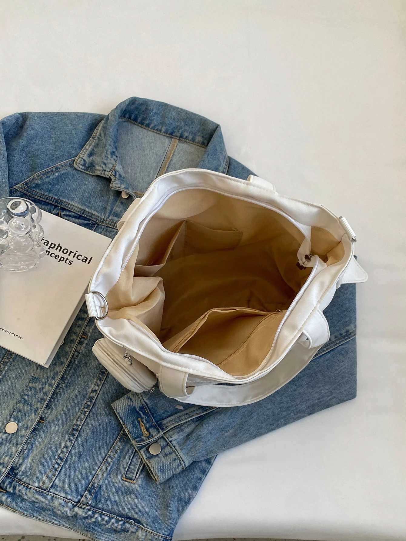 Large Capacity Unisex Tote Bag With Coin Purse College Style Middle School Student Schoolbag Casual Bag Crossbody Shoulder Bag Y250730
