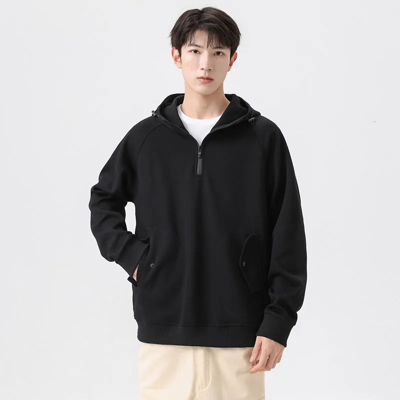 Men Sweatshirts Cotton Hooded Oversized 6XL 7XL 8XL Plus Size Casual Half Zipper n Autumn Y2K Hoodies Pullovers Streetwear 250731