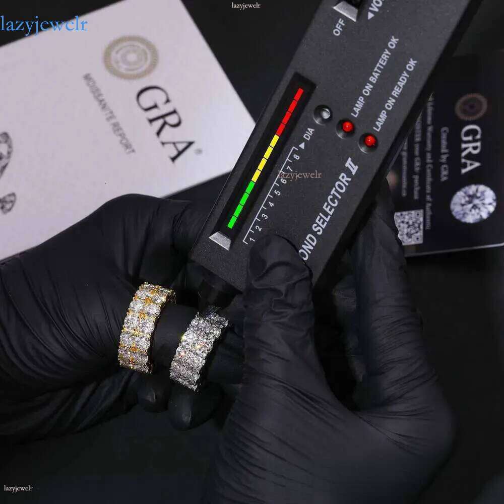 Stylish sparkly 2-row diamond ring by Dia Tester Sterg Sier Jewelry Moissanite ring