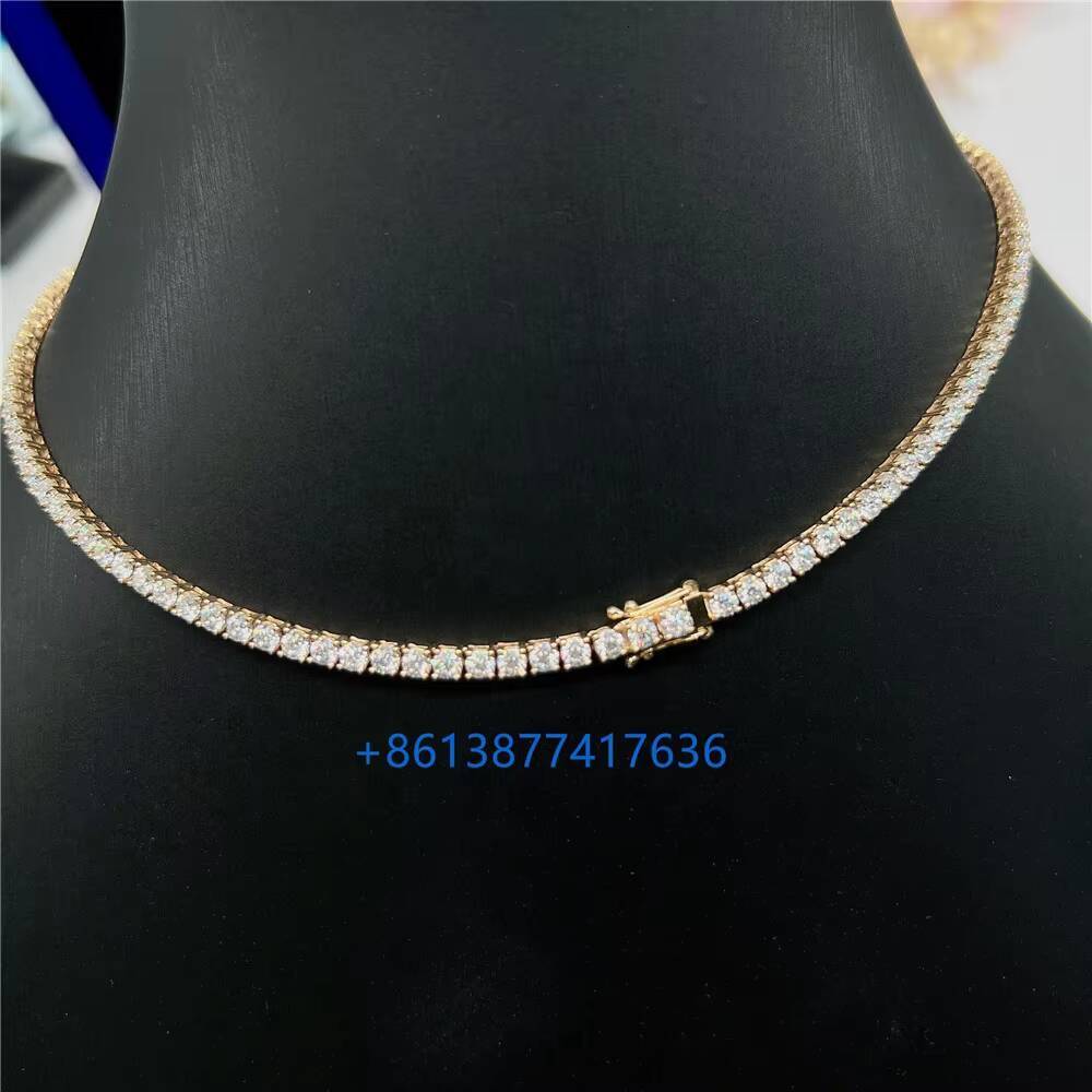 Factory Price 10K White Yellow Gold Diamond Gold Tennis Necklace 3mm 18 20 22 GRA Certificated VVS Moissanite Tennis Chain