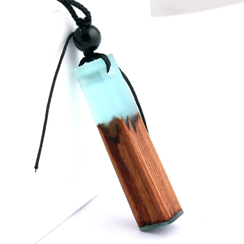 Solid Wood Pendant Necklace Ethnic Travel Jewelry Solidified Time Resin Handmade Bag Pendant 250729