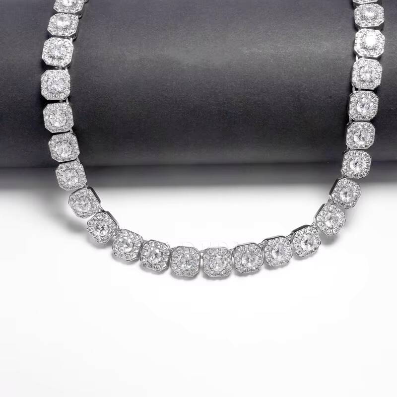 Cadermay Fashion Hip Hop Jewelry 925 Silver 12mm D VVS Crystal Sugar Moissanite Tennis Chain for Men Women Party Gift