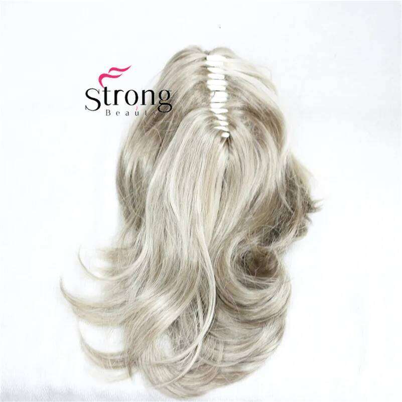 StrongBeauty 12" Dual Use Wavy Styled in Claw Ponytail Hair Extension Blonde Synthetic Hairpiece with a Jaw/claw Clip