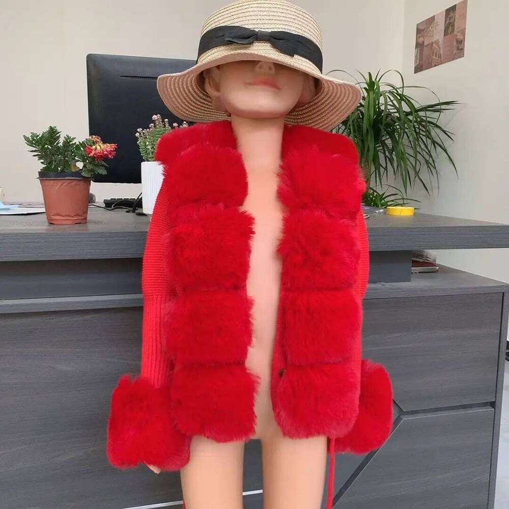 Children's Faux Fur cardigan autumn and winter girls' Faux Fur knitted cardigan fashion big children's sweater fur coat