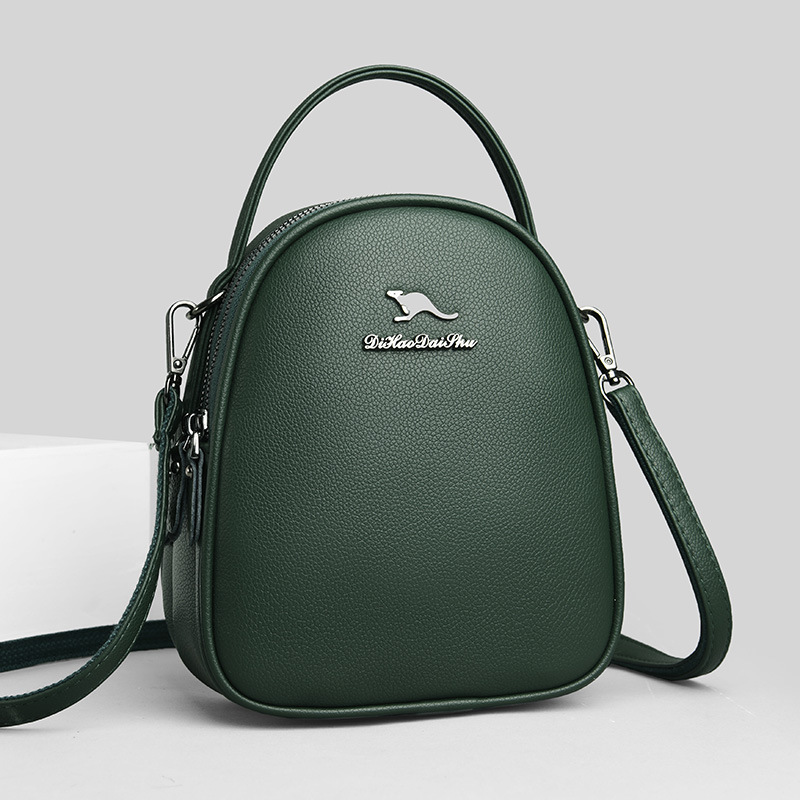 2025 Summer New Women's Bag Soft Leather Women's Small Round Bag Three layer Small Backpack Shoulder Bag Mini Crossbody Bag Fashion New Desi