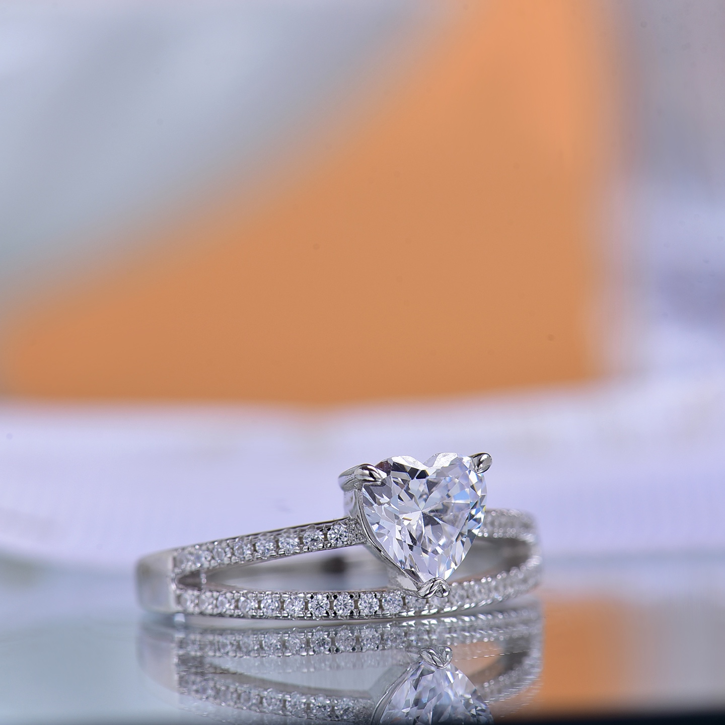 Heart-Shaped 1 Carat Moissanite Ring - 925 Sterling Silver Unisex Ring double band ring Women Engagement Band Ring Gift