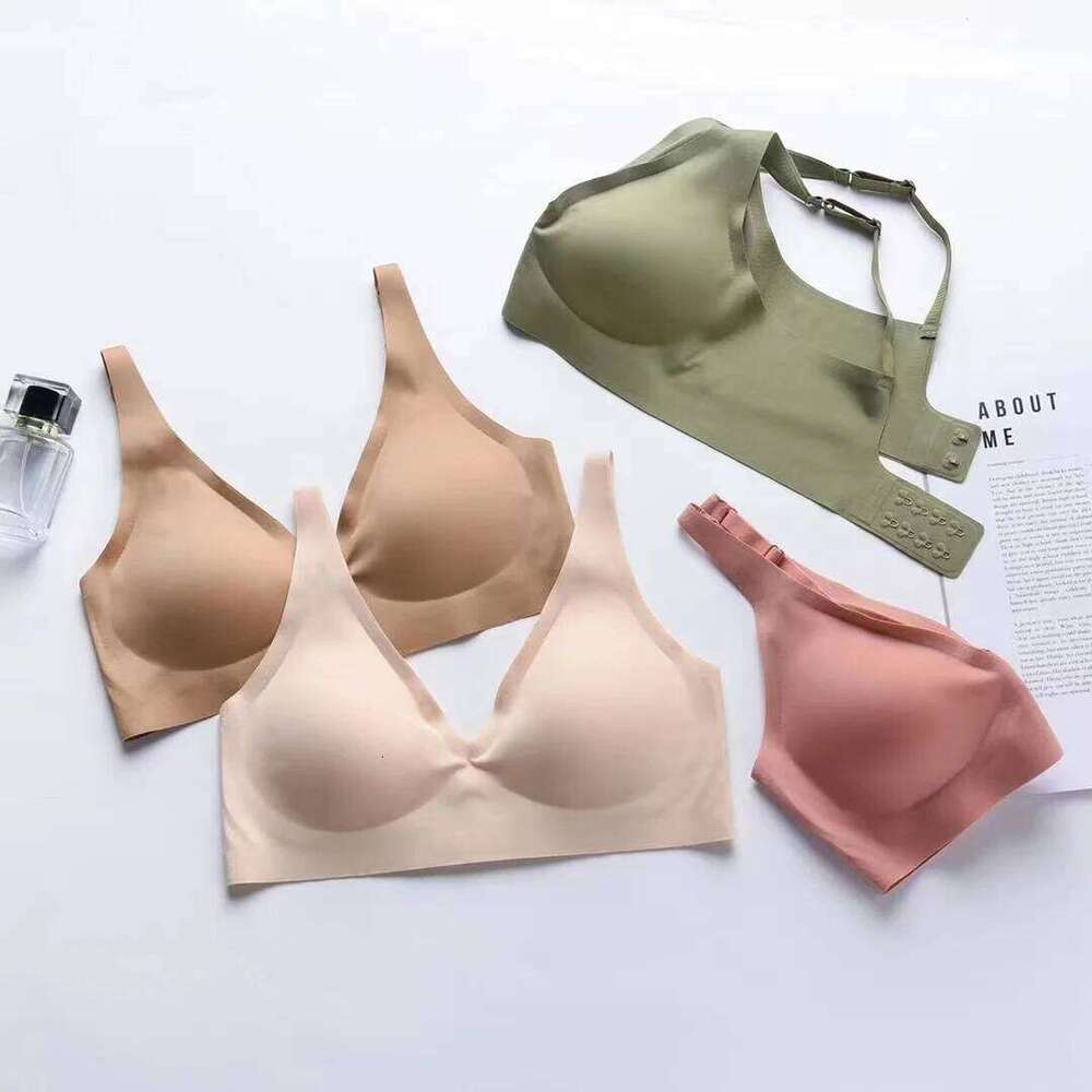 Seamless Ladies Underwear V-neck No Steel Ring Chest Gathered Adjustable Small Comfortable Thin Top Bra