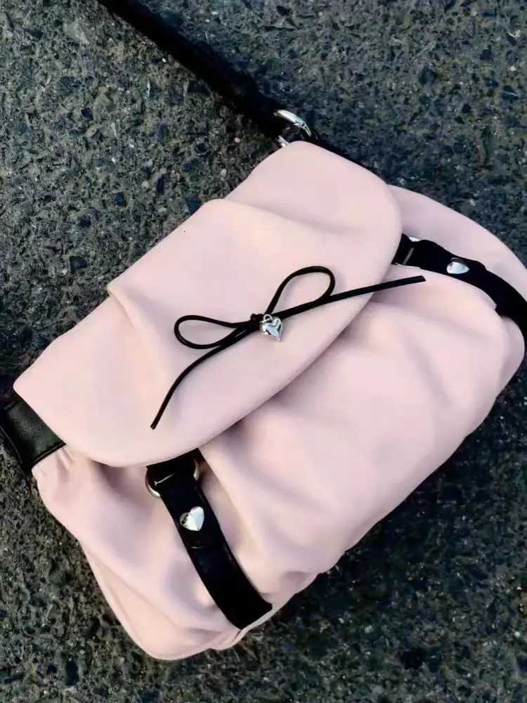 Cute Sweet Bow Womens Shoulder Bags Pleated PU Leather Design Ladies Underarm Bag Contrast Color Commute Female Purse Handbags Y250730