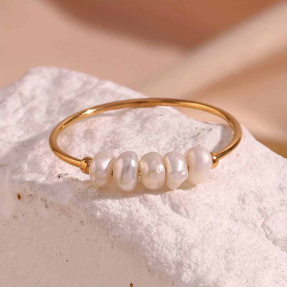 emanco fashion freshwater pearls high quality stainless steel gold-plated round rings holiday jewelry gifts wholesale y250730