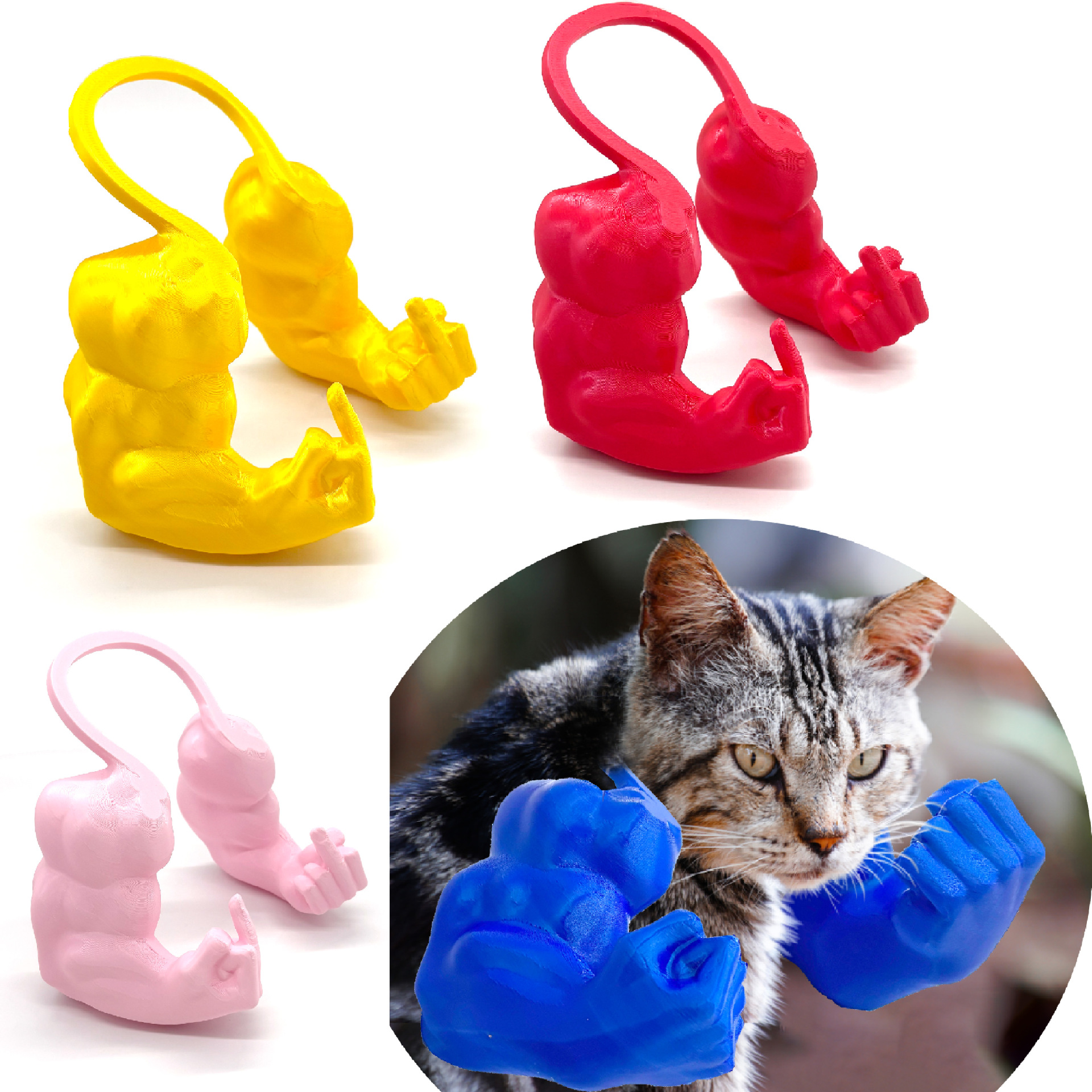 New model Cat Toy Creative Green Giant 3D-printed pet muscle arm toy Creative parody
