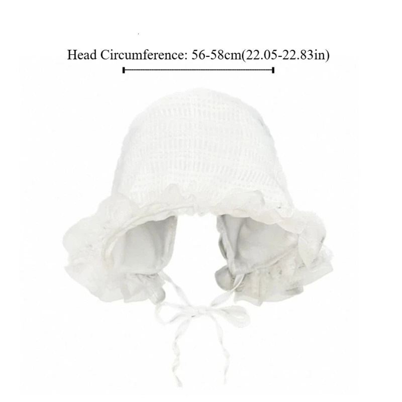 French Summer Lace Bucket Hat White Lolita Fisherman Hat Wide Brim Thin Visor Basin Cap Girls 250724