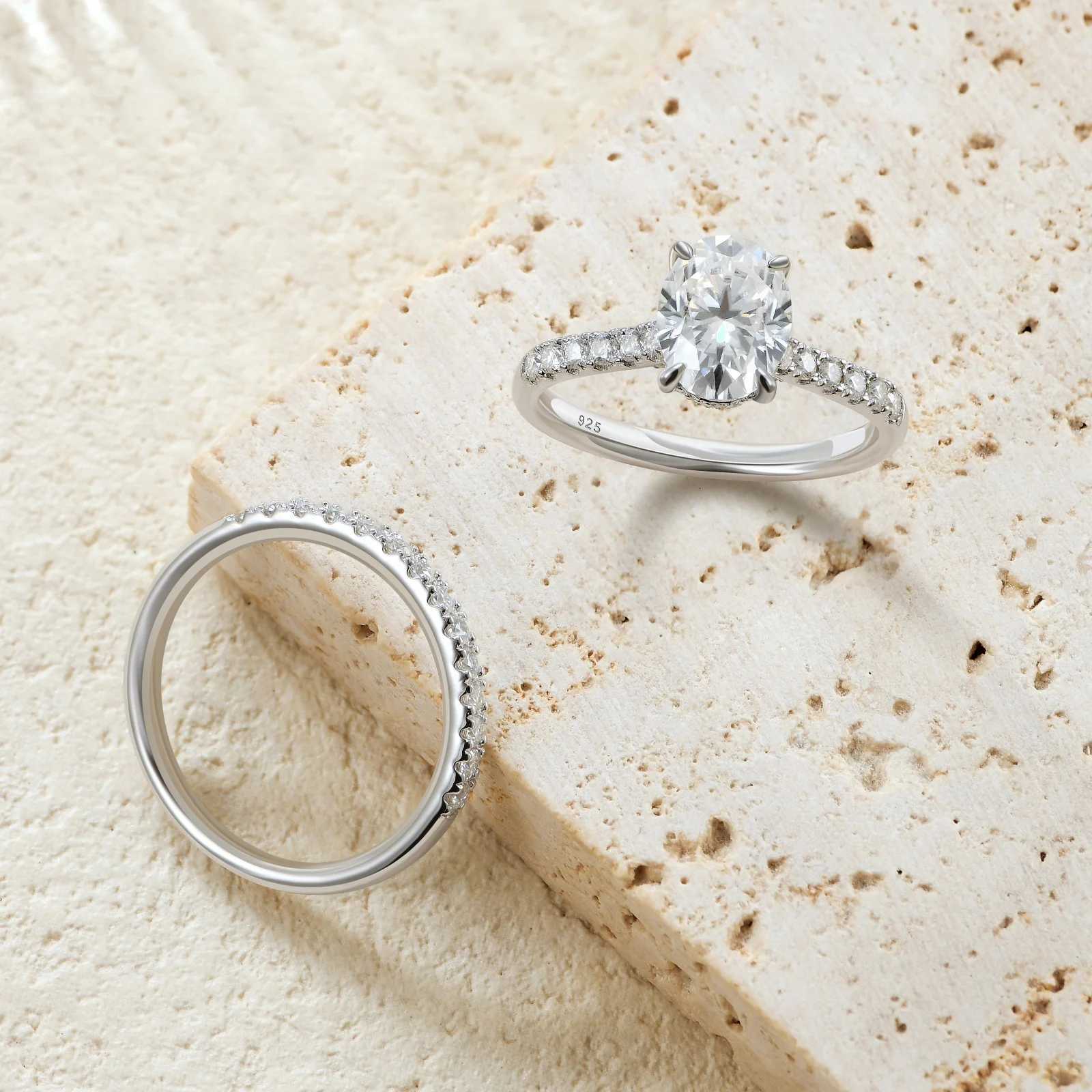 2Ct Oval Moissanite Wedding Rings Set for Women D color VVS1 925 Sterling Silver Luxury Engagement Ring y250730